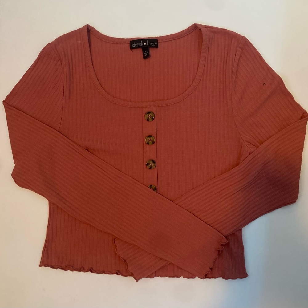 Derek Heart Long Sleeve Crop Top